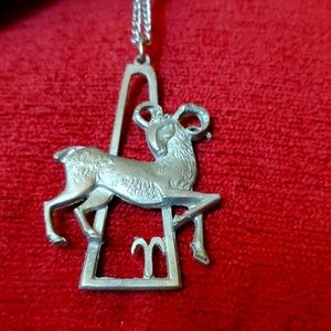 vintage pewter aries pendent